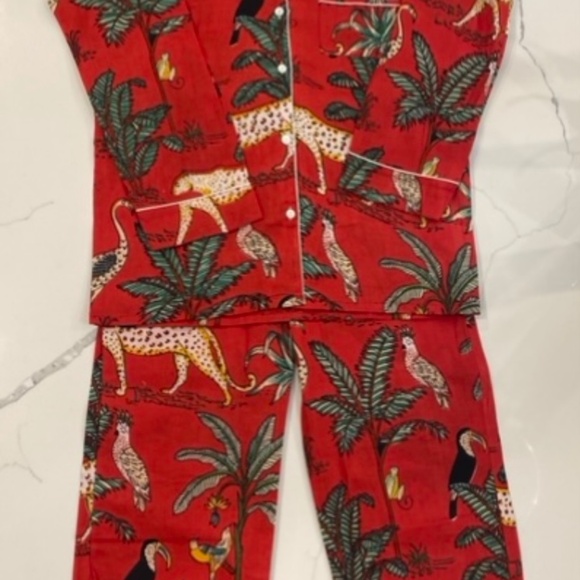NWOT Handmade Hand block Print Cotton Pajama Set - Picture 2 of 2